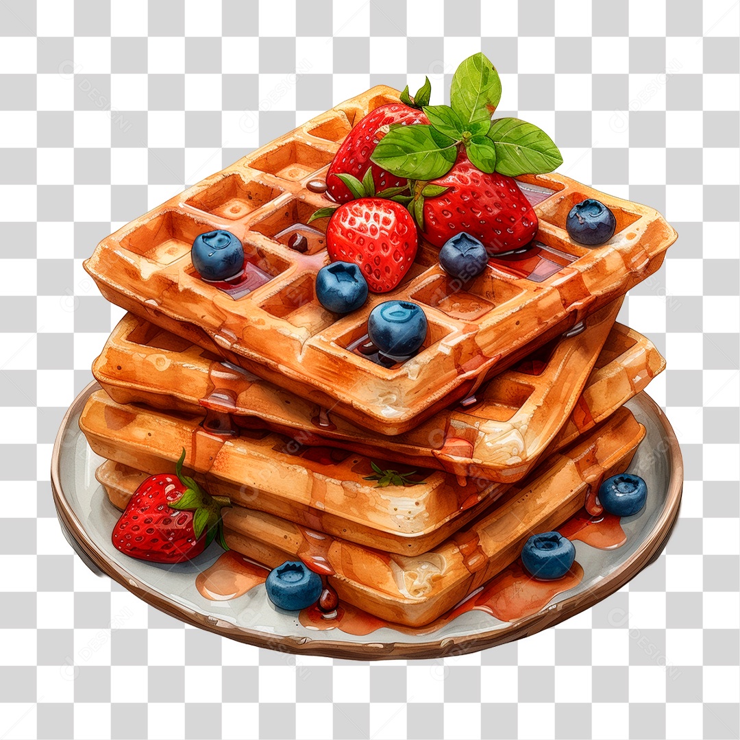 Waffle com Cobertura PNG Transparente