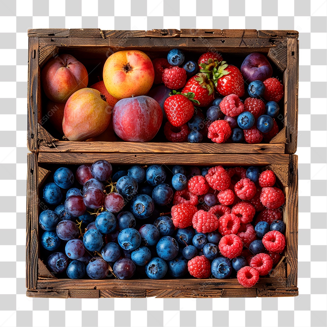 Caixa de Frutas PNG Transparente