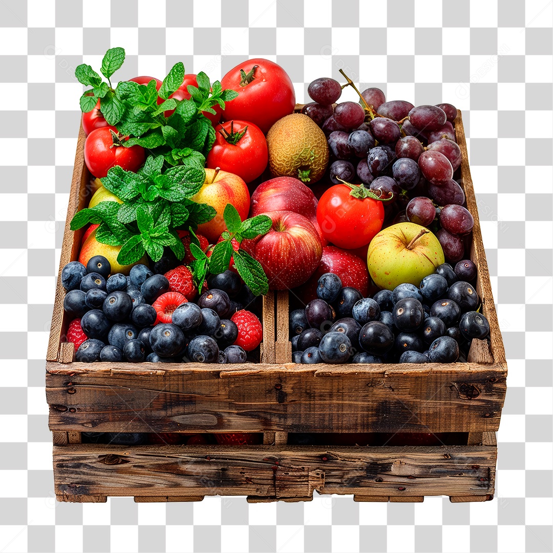 Caixa de Frutas PNG Transparente