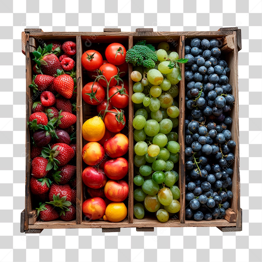 Caixa de Frutas PNG Transparente