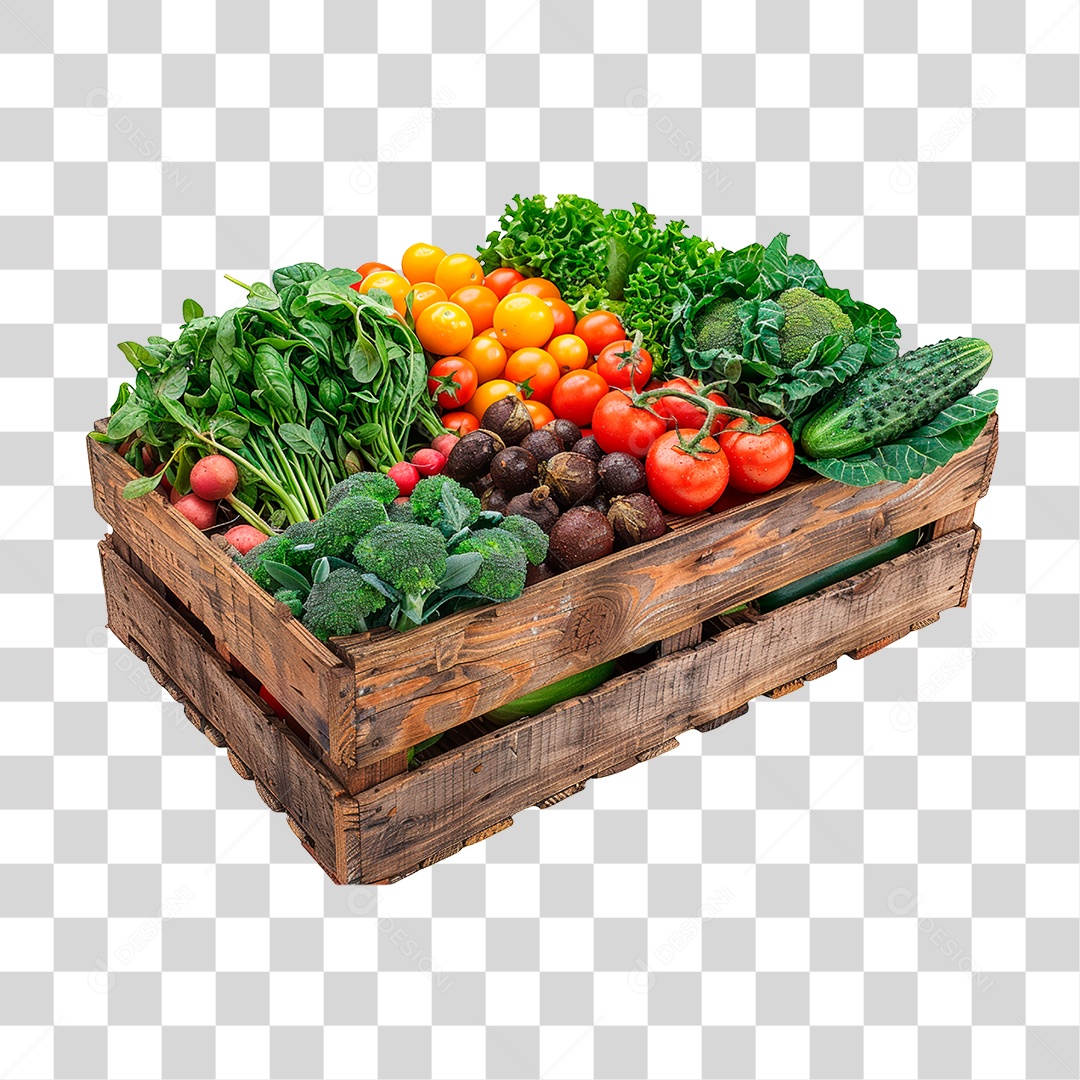 Caixa com Verduras PNG Transparente