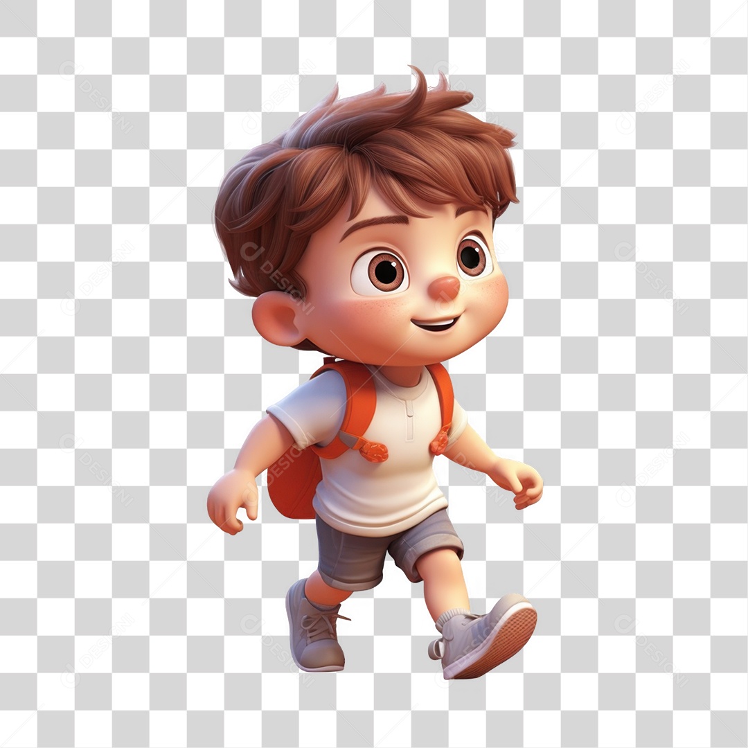 Personagem Menino de Mochila PNG Transparente