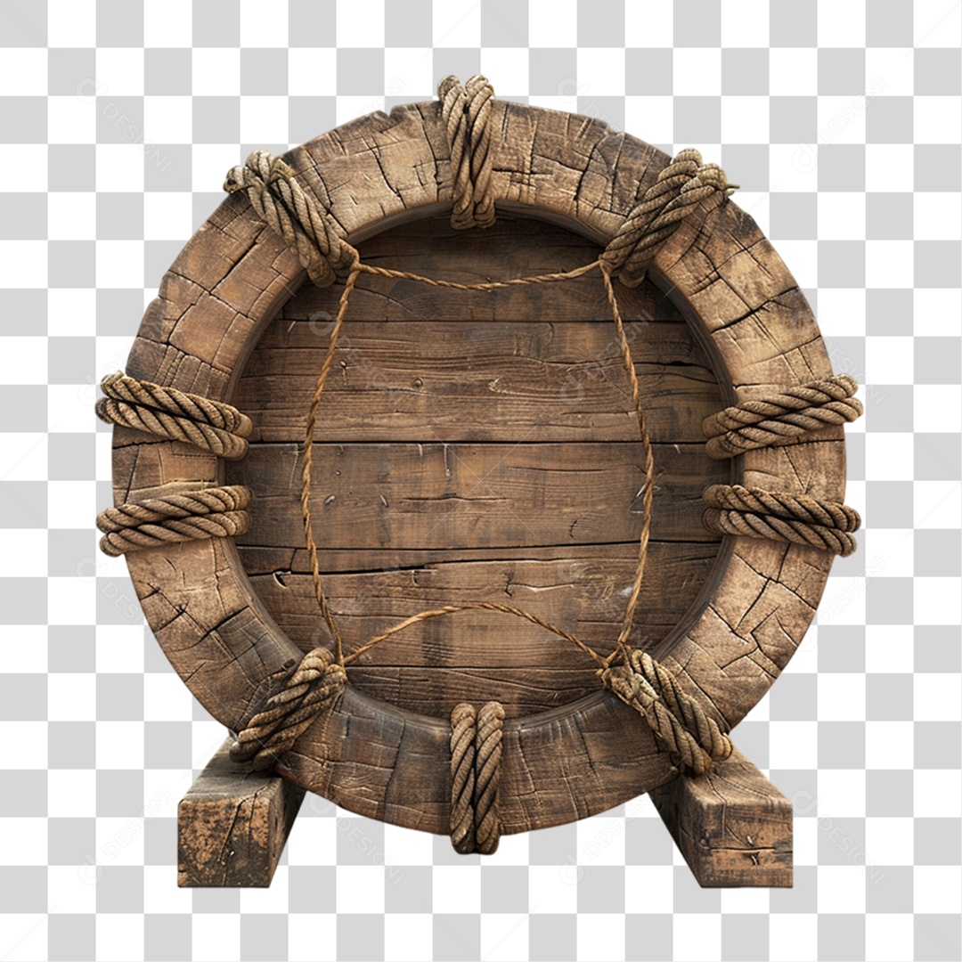 Placa de Madeira Redonda PNG Transparente