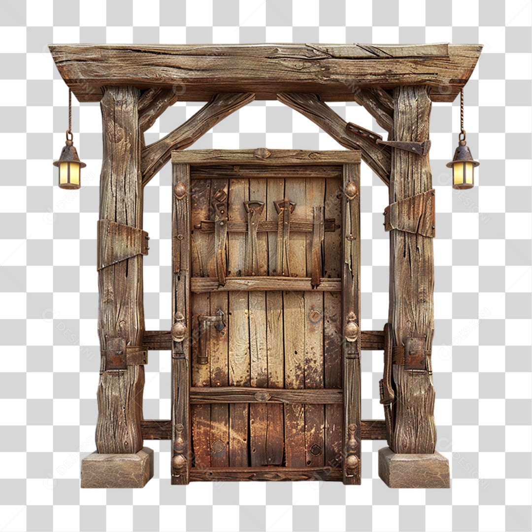 Portal de Madeira PNG Transparente