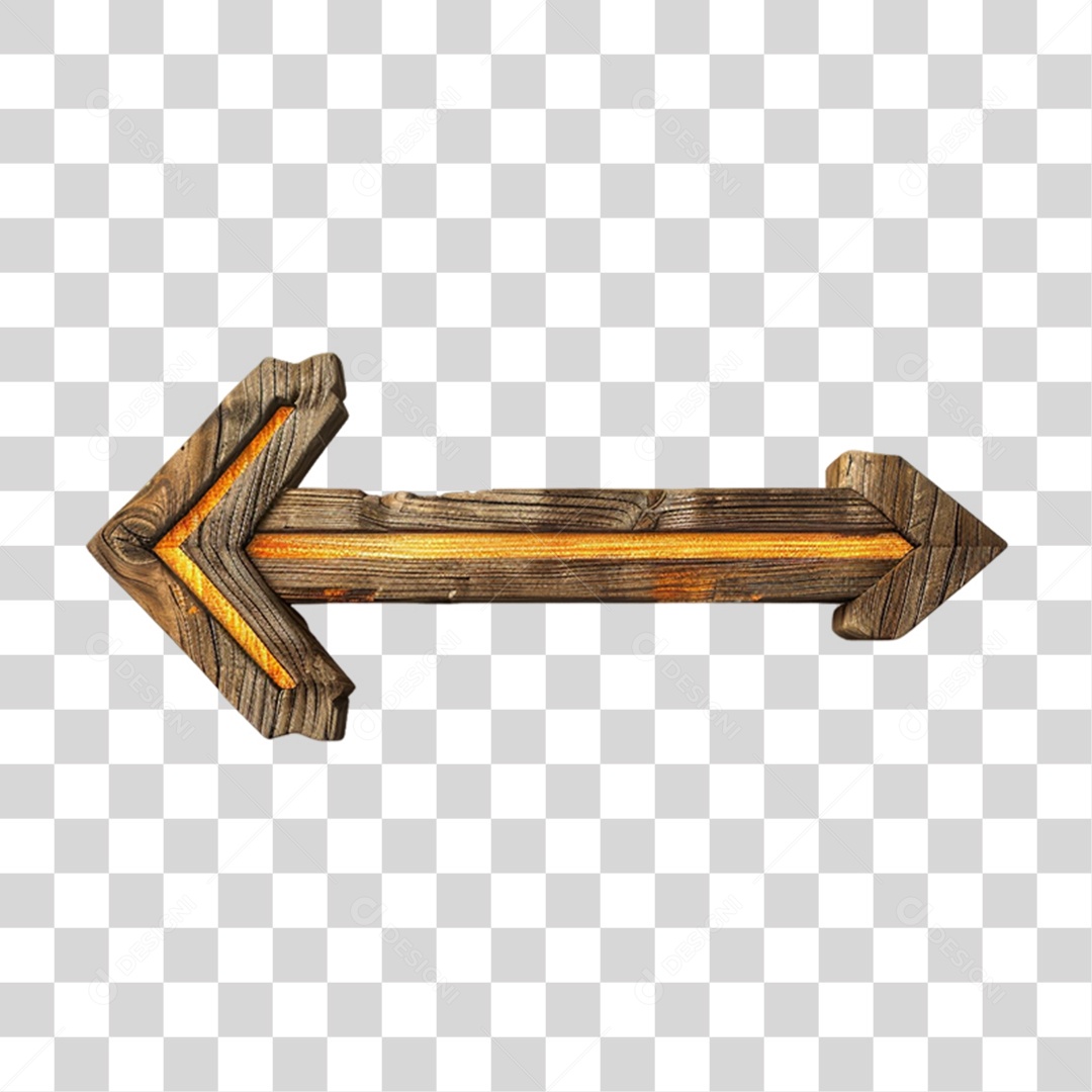 Elemento 3D Seta de Madeira PNG Transparente
