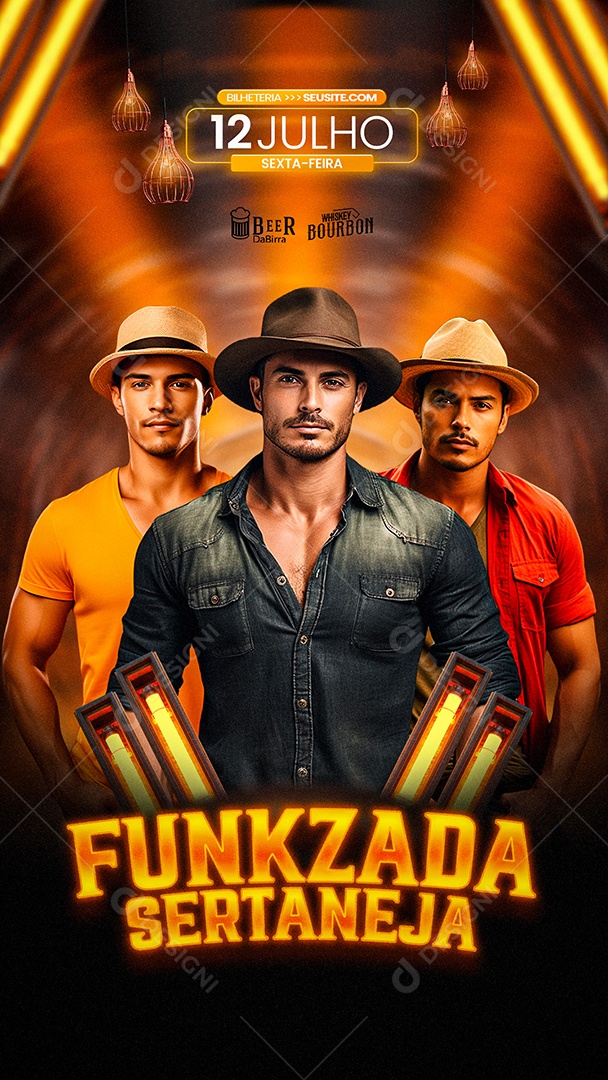 Story Flyer Funkzada Sertaneja Artistas Social Media PSD Editável