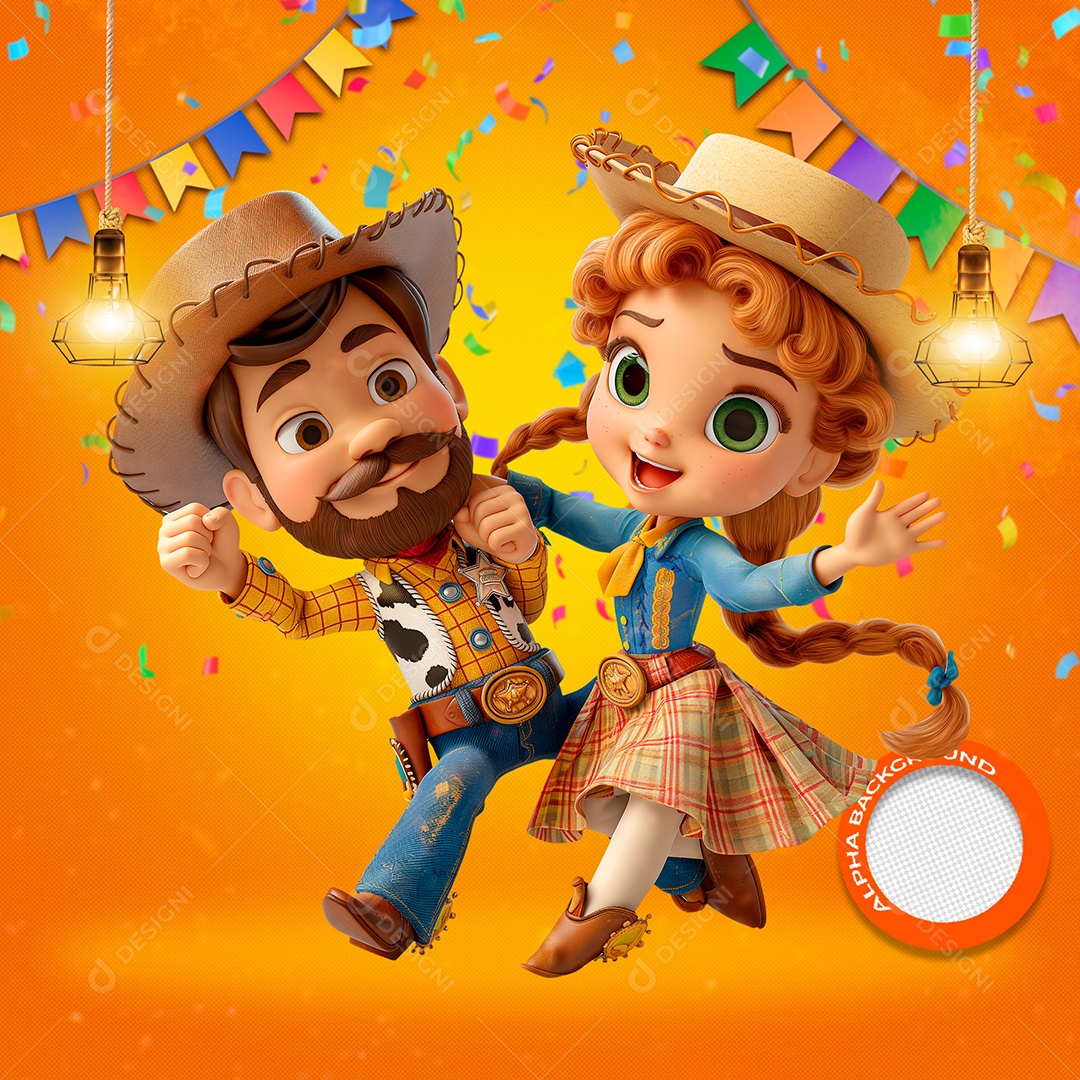 Casal Feliz Dançando Elemento 3D para Composição PSD