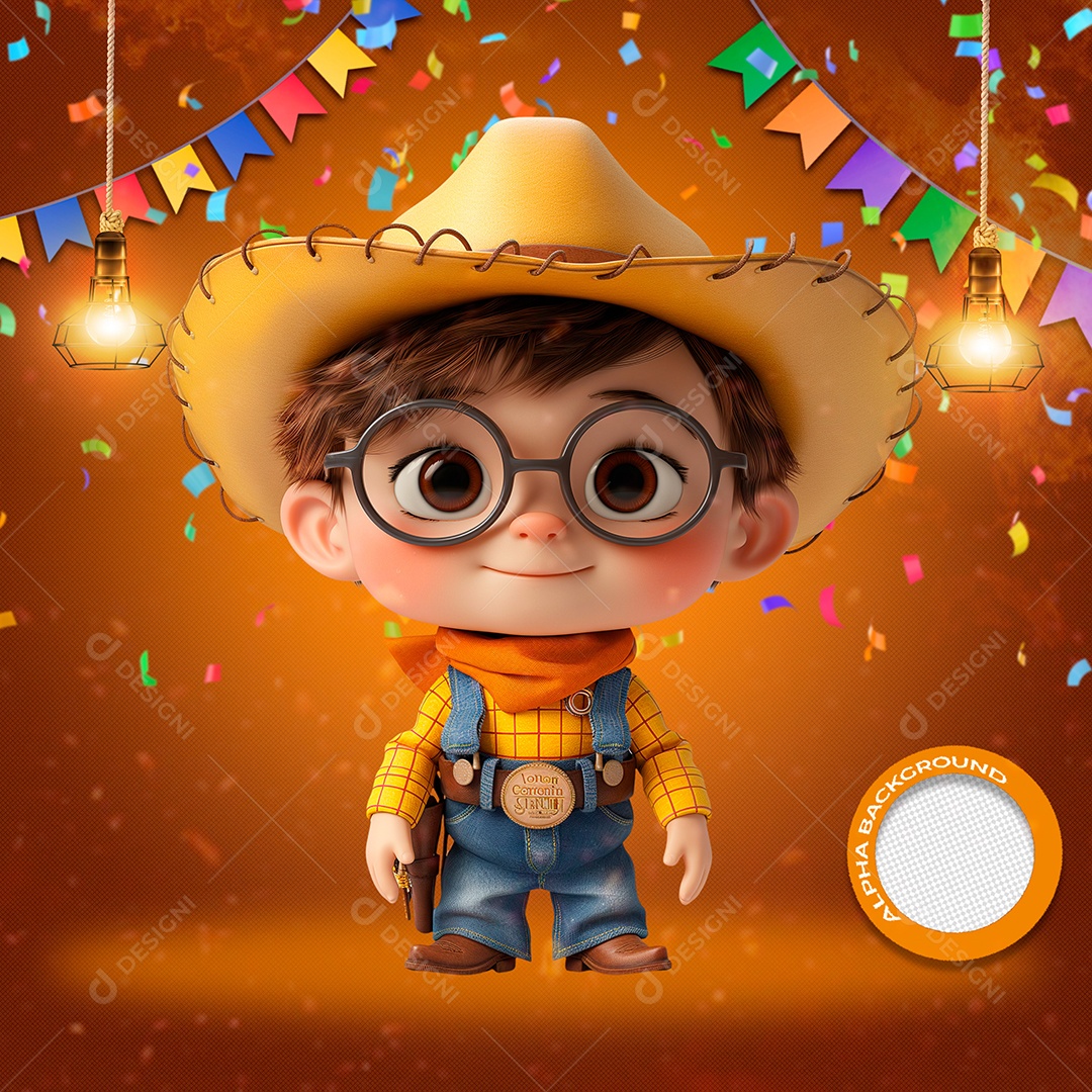 Criança com Fantasia de Cherife Elemento 3D para Composição PSD