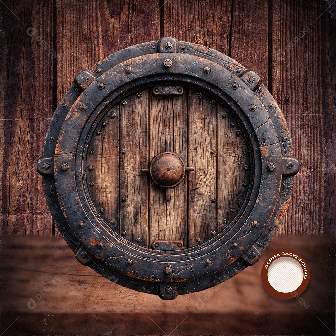 Círculo de Madeira Elemento 3D para Composição PSD