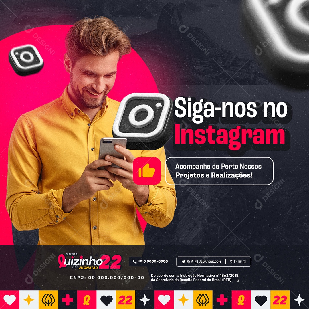 Eleição 2024 Siga Nos nos Instagram Social Media PSD Editável