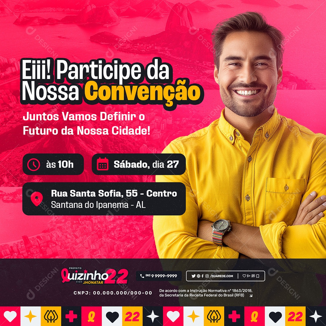 Eleição 2024 Ei Participe da Nossa Convenção Social Media PSD Editável