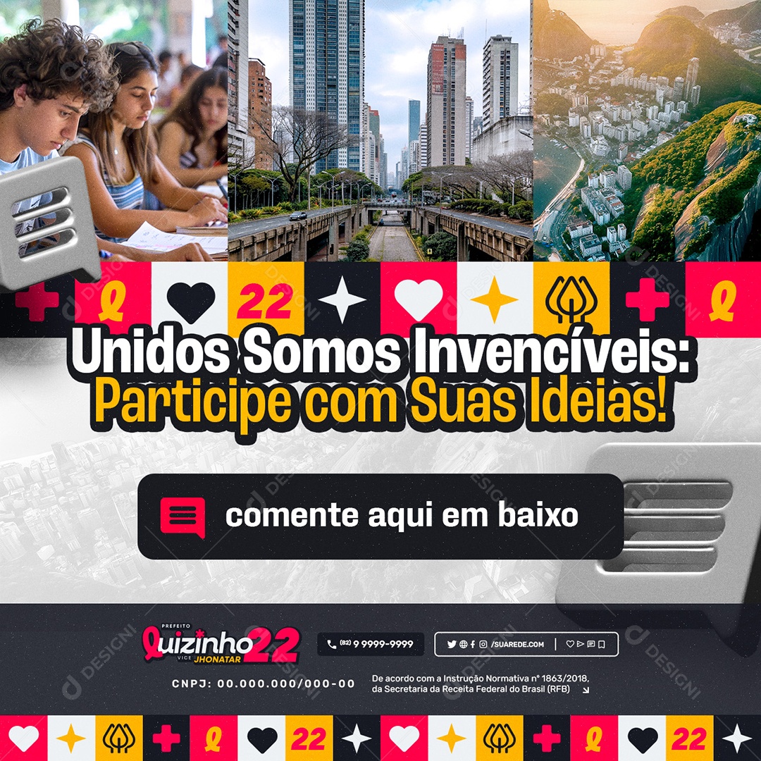 Eleição 2024 Unidos Somos Invencíveis Social Media PSD Editável