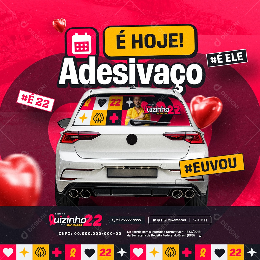 Eleição 2024 é Hoje Adesivaço Social Media PSD Editável