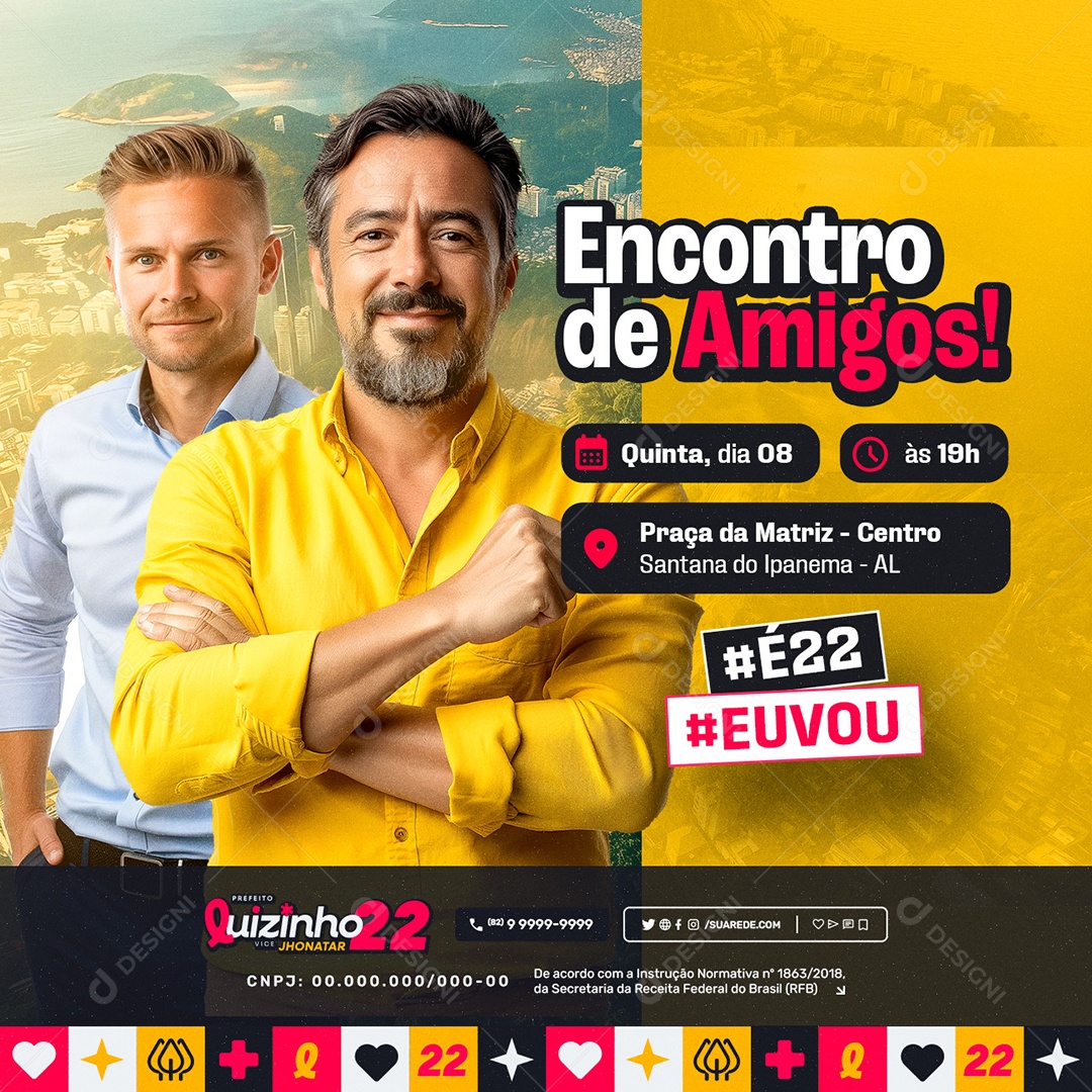 Eleição 2024 Encontro de Amigos Social Media PSD Editável