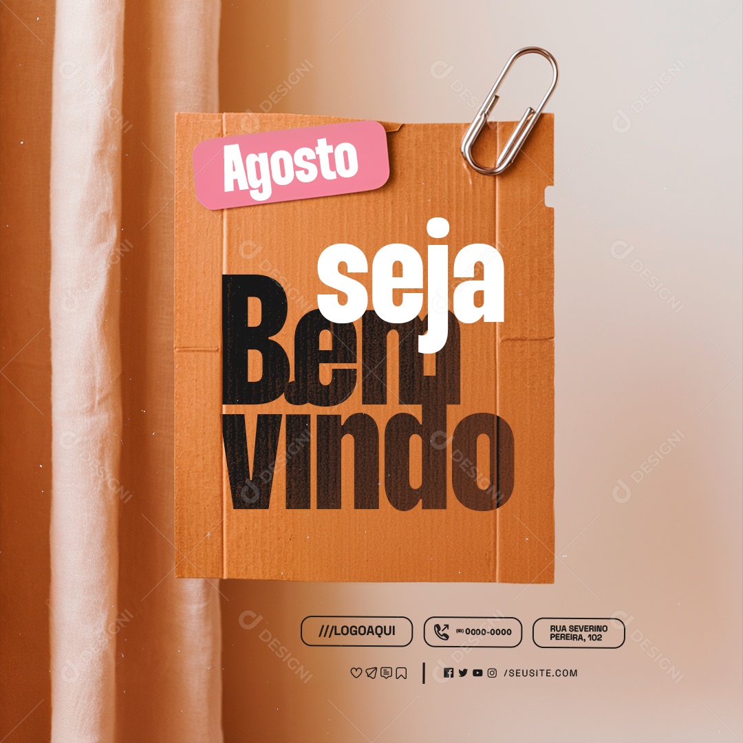 Agosto Seja Bem Vindo Social Media PSD Editável