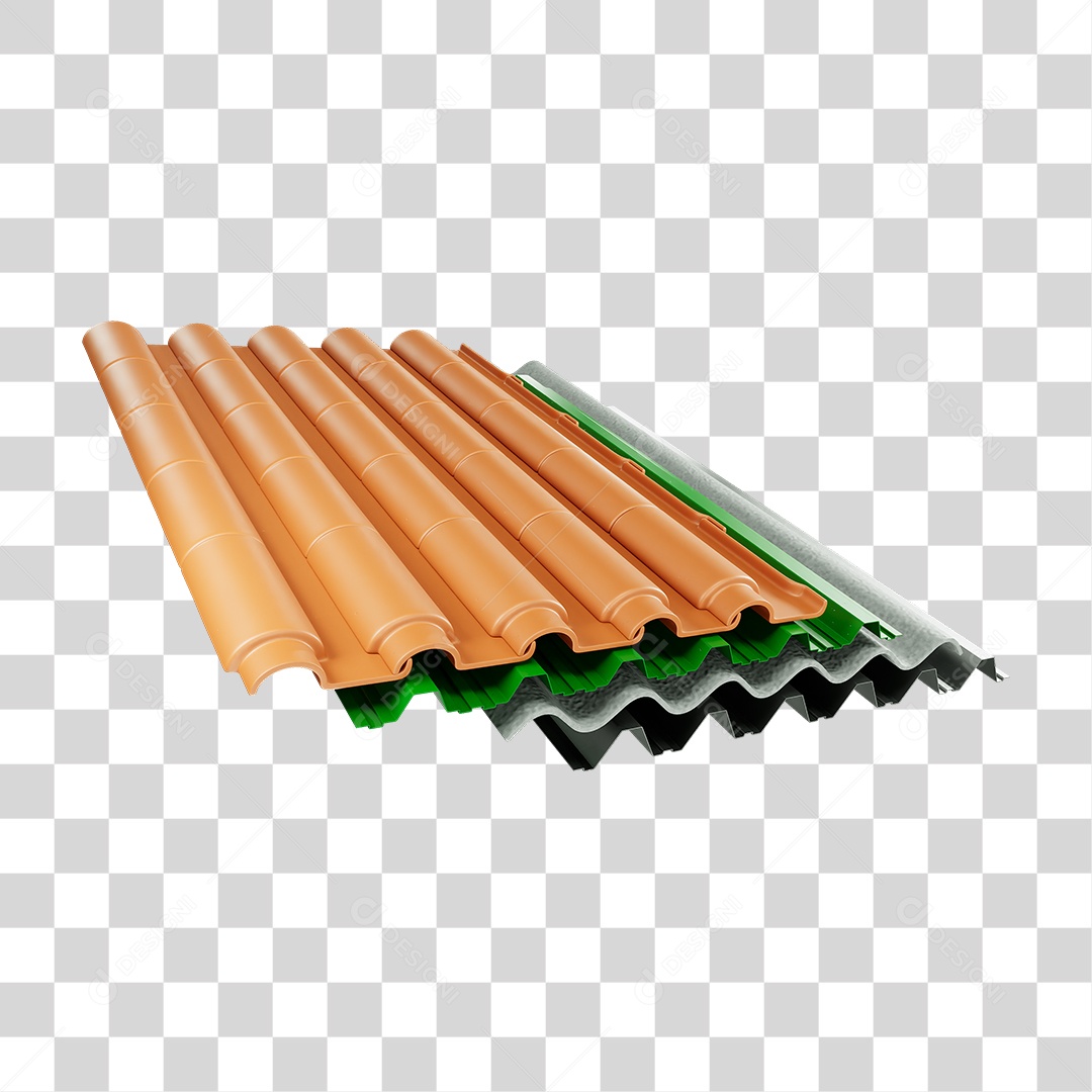 Elemento 3D Telha de Zinco PNG Transparente