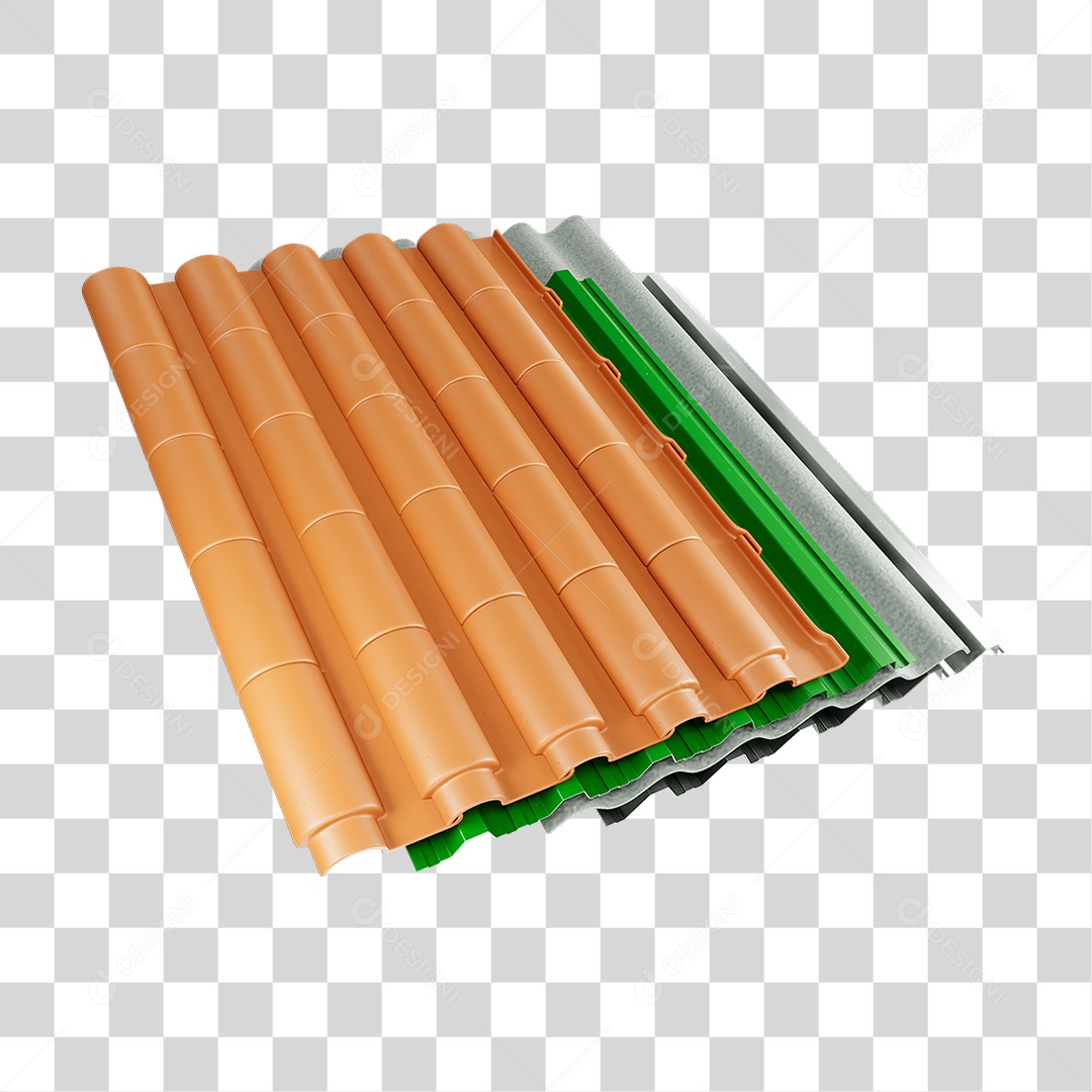 Elemento 3D Telha de Zinco PNG Transparente