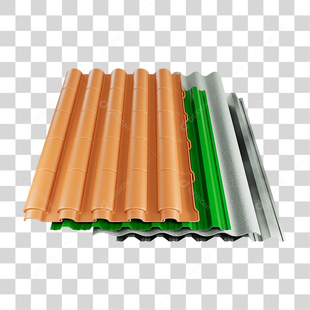 Elemento 3D Telha de Zinco PNG Transparente