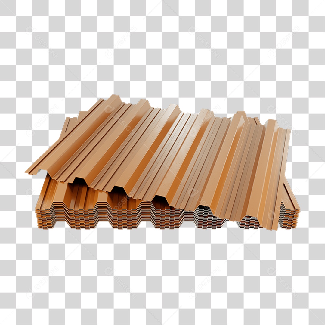 Elemento 3D Telha de Zinco PNG Transparente