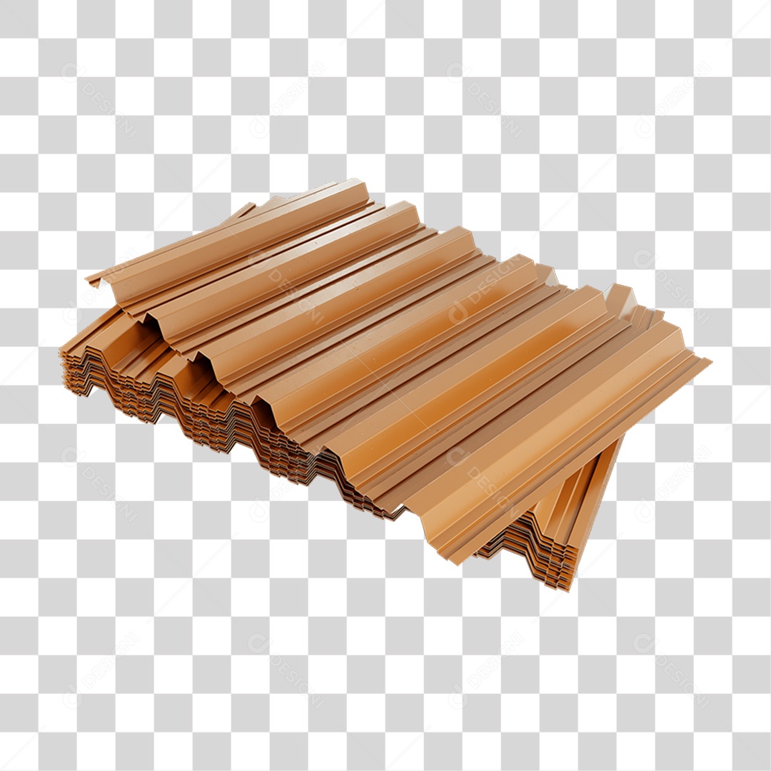 Elemento 3D Telha de Zinco PNG Transparente