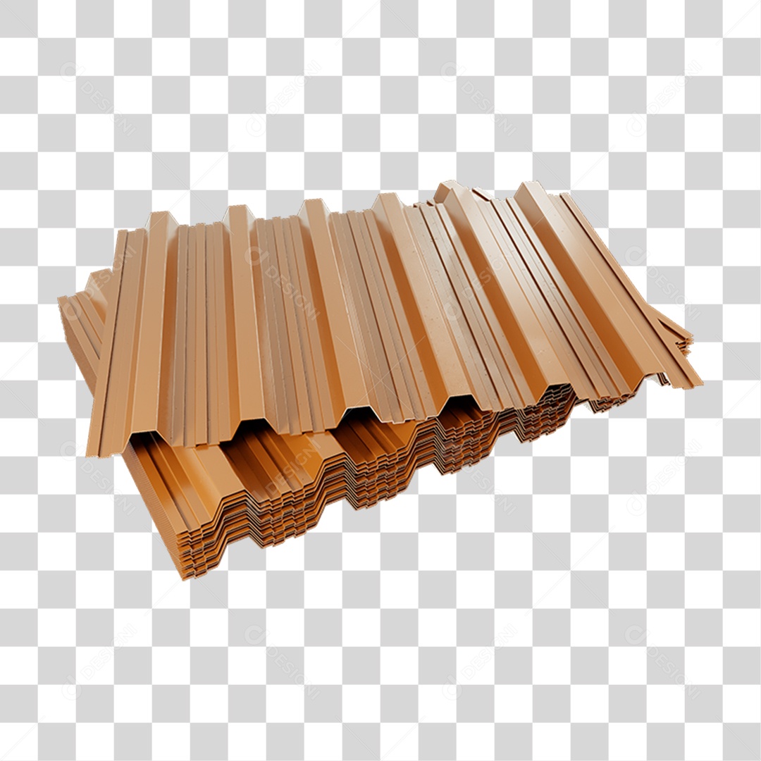 Elemento 3D Telha de Zinco PNG Transparente