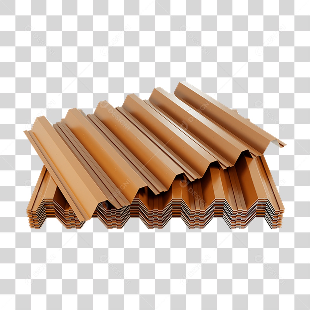 Elemento 3D Telha de Zinco PNG Transparente