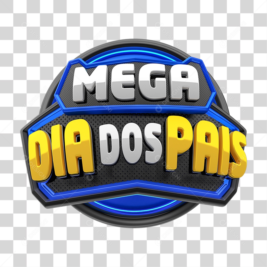 Selo 3D Mega Dia dos Pais PNG Transparente