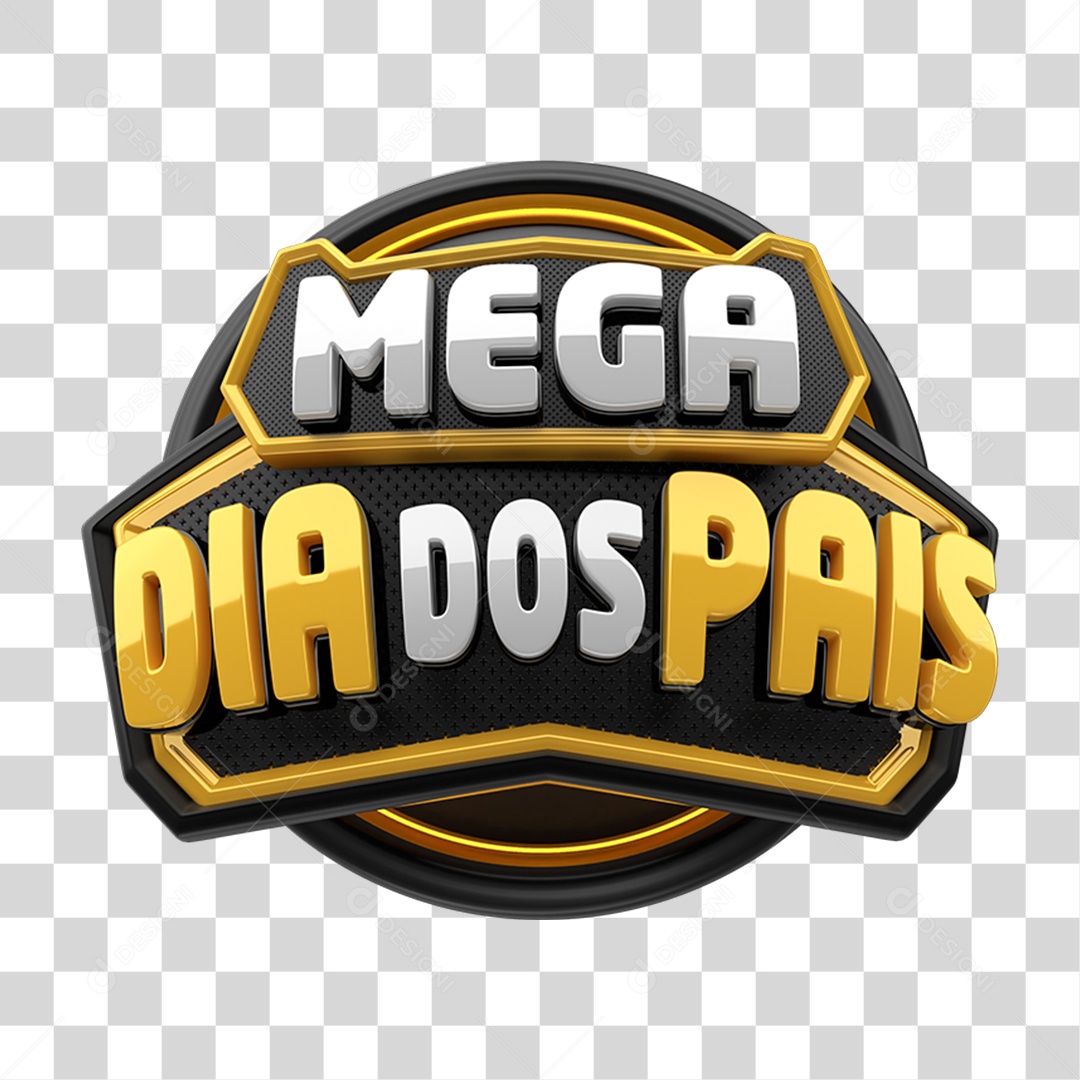 Selo 3D Mega Dia dos Pais PNG Transparente