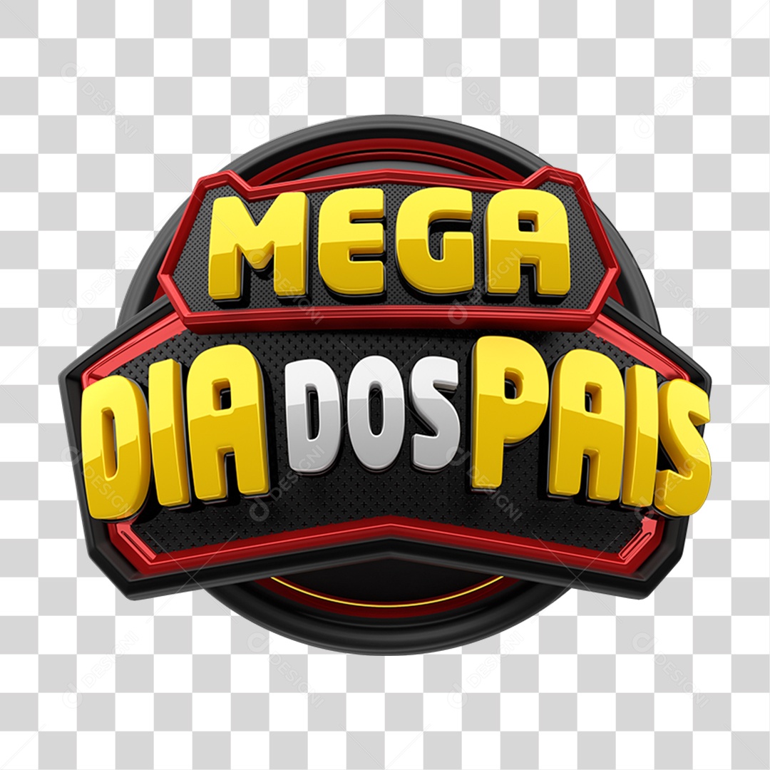Selo 3D Mega Dia dos Pais PNG Transparente