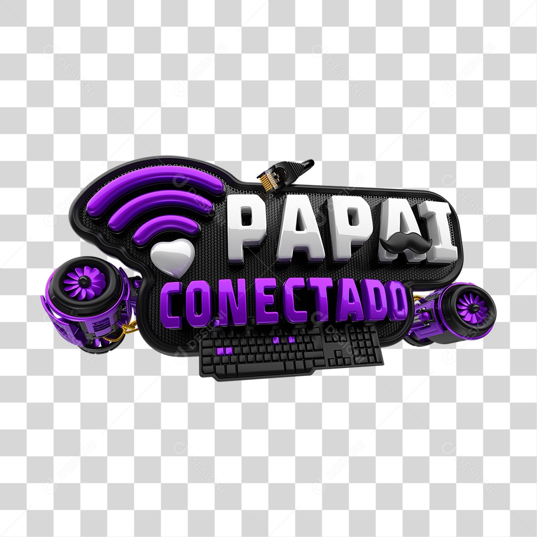 Selo 3D Papai Conectado PNG Transparente