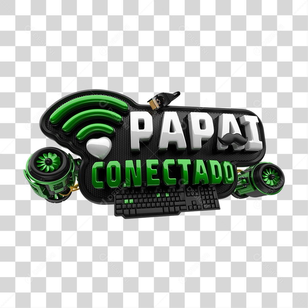 Selo 3D Papai Conectado PNG Transparente