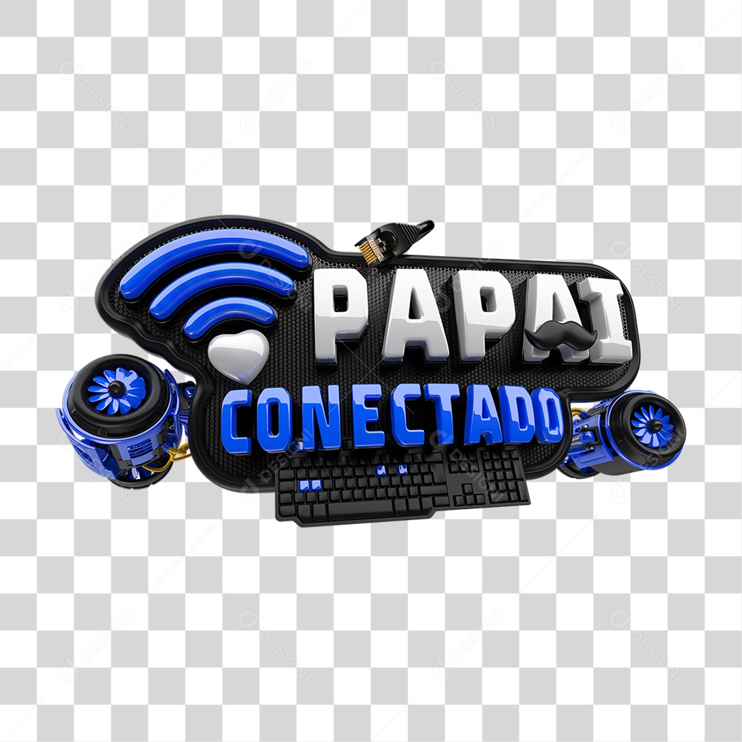Selo 3D Papai Conectado PNG Transparente