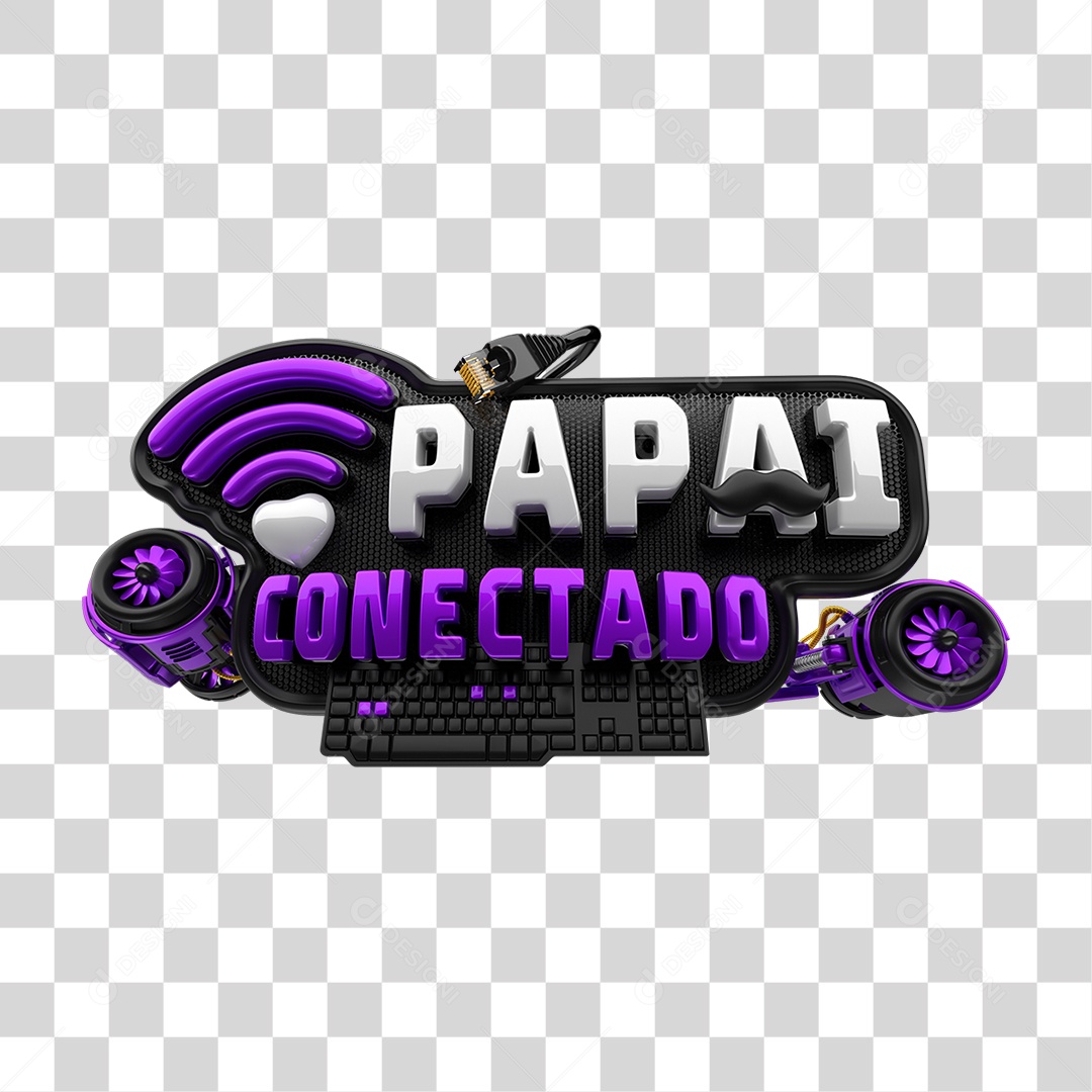 Selo 3D Papai Conectado PNG Transparente