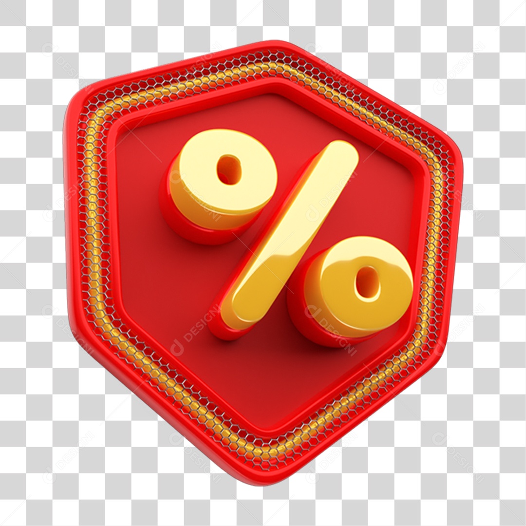 Elemento 3D Símbolo de Porcentagem % PNG Transparente