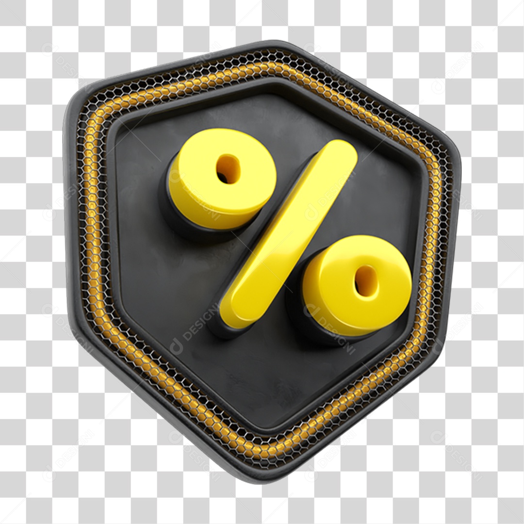 Elemento 3D Símbolo de Porcentagem % PNG Transparente