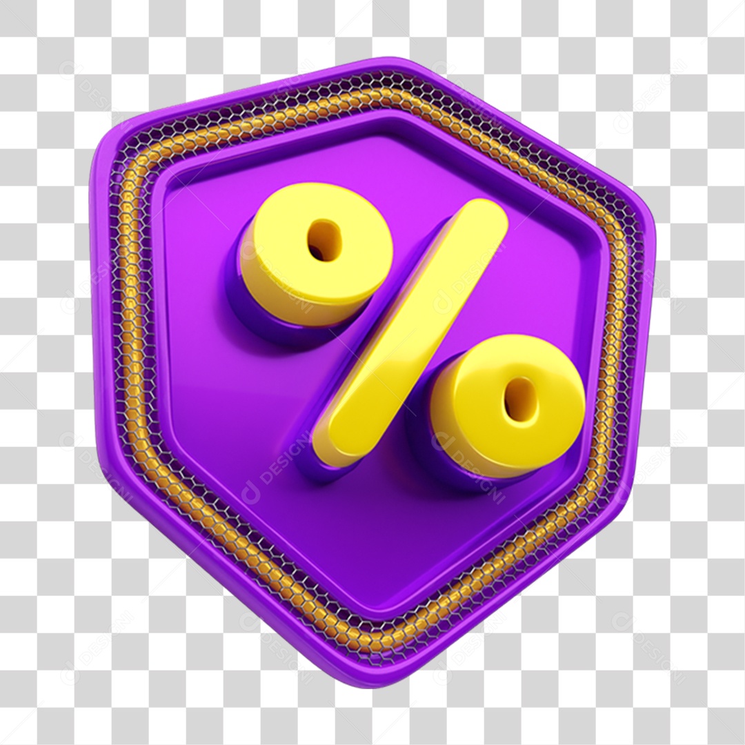 Elemento 3D Símbolo de Porcentagem % PNG Transparente