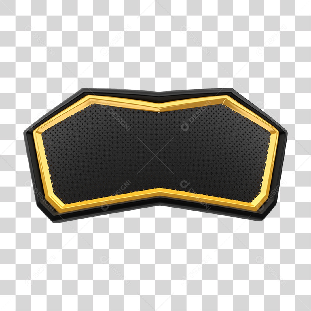 Elemento 3D Placa de Metal com Neon PNG Transparente