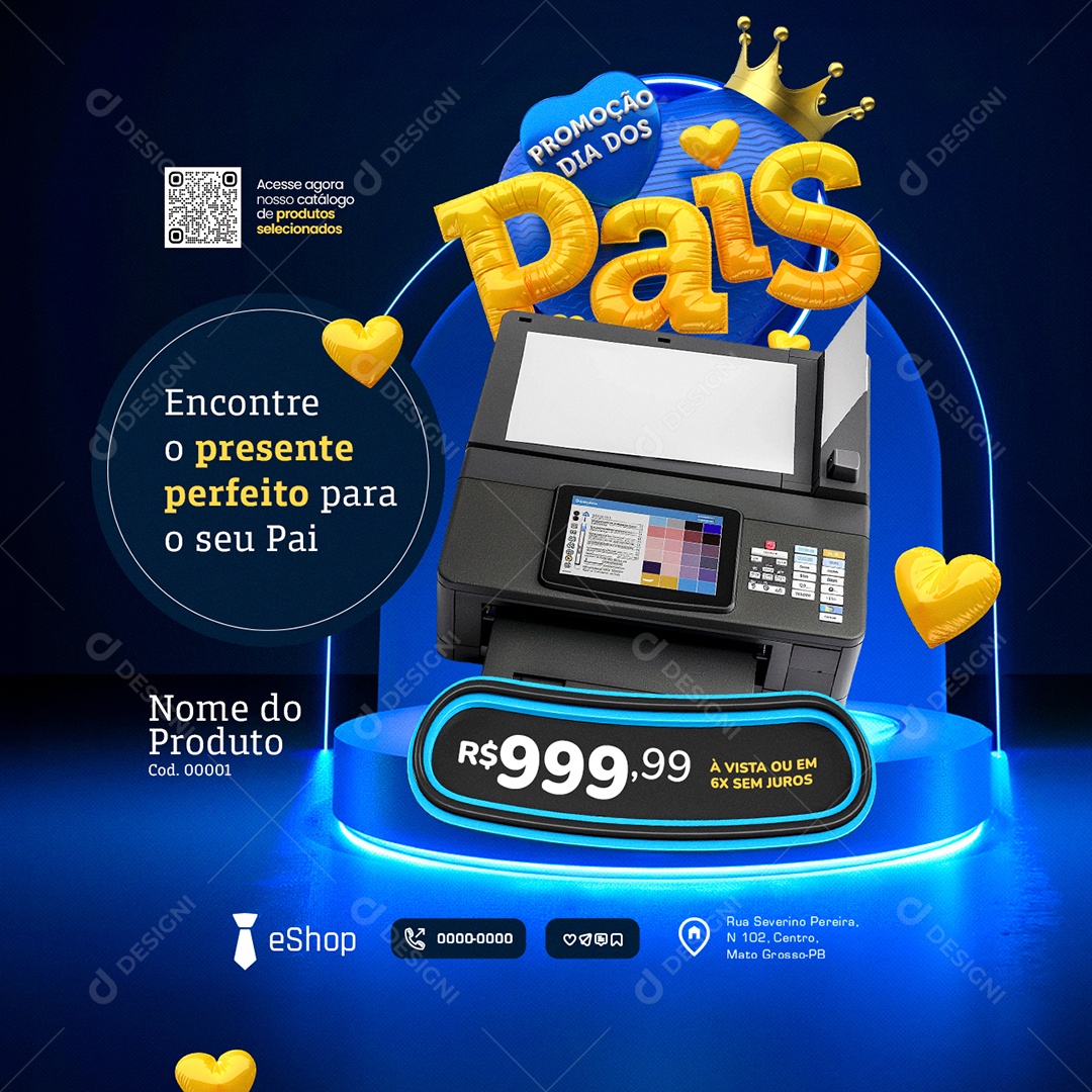 Promoção Dia dos Pais Presentes Impressora Social Media PSD Editável