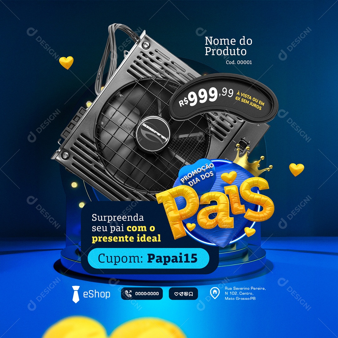 Promoção Dia dos Pais Presentes Coller Social Media PSD Editável