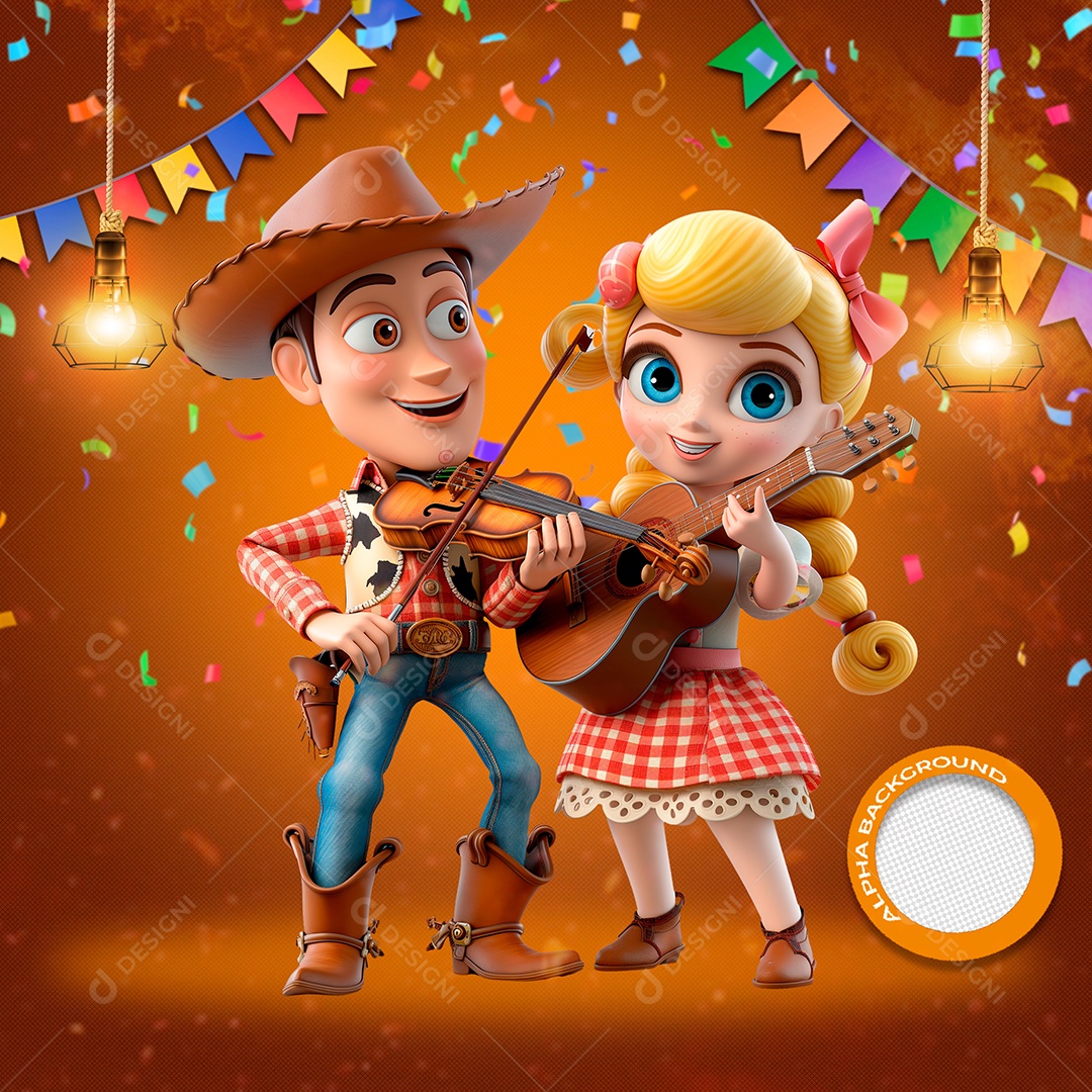 Casal Tocando Música Elemento 3D para Composição PSD