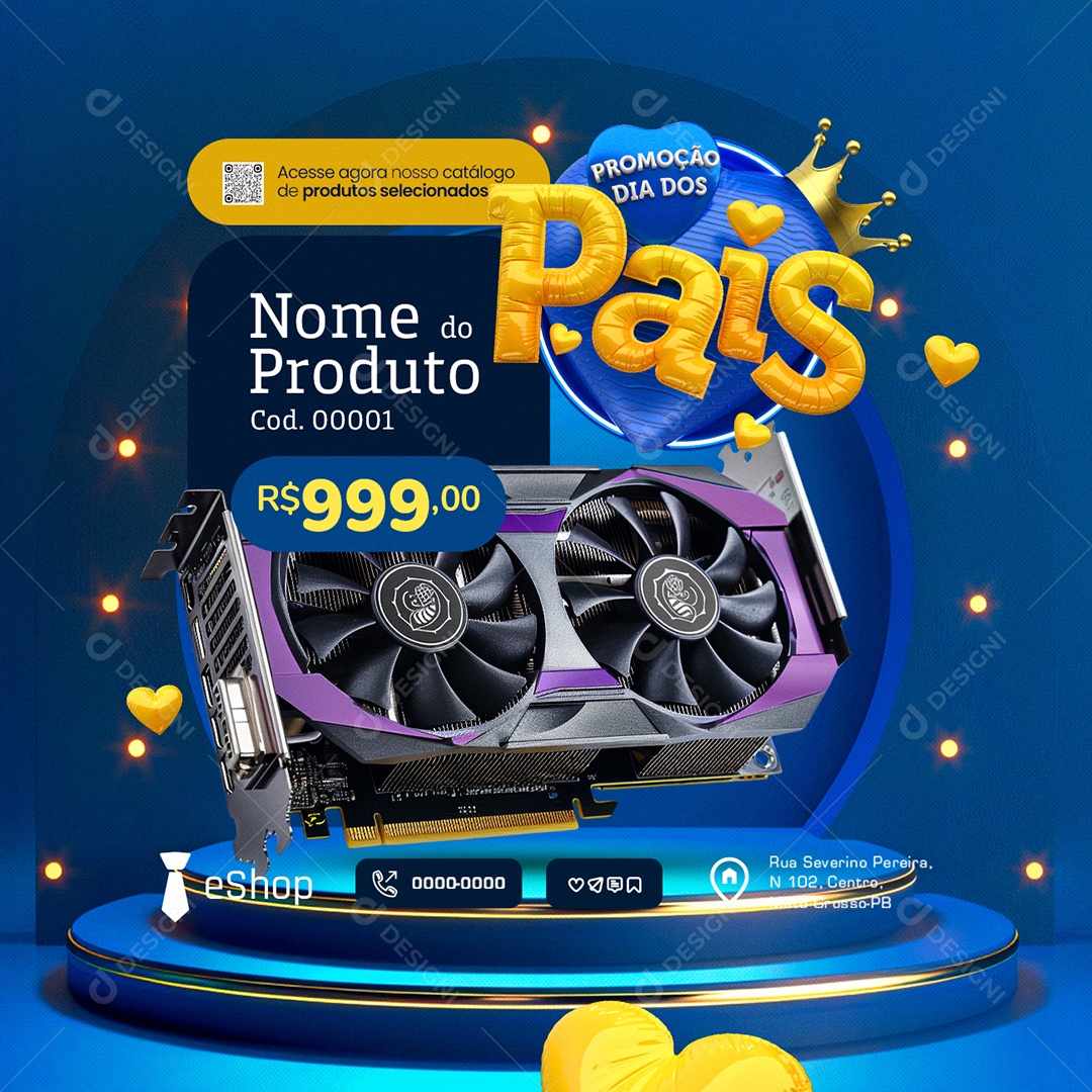 Promoção Dia dos Pais Presentes Produto Social Media PSD Editável
