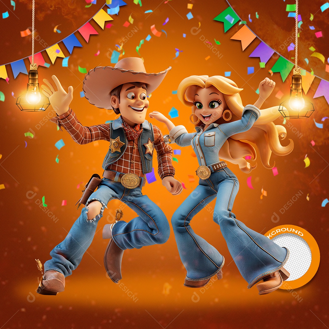 Casal Dançando se Divertindo Elemento 3D para Composição PSD