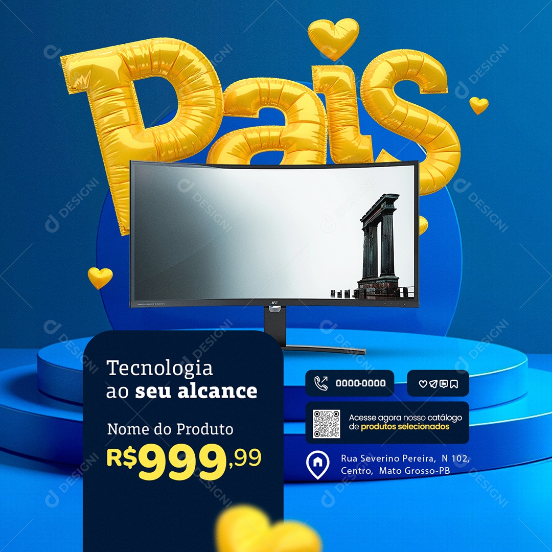 Promoção Dia dos Pais Presentes Tecnologia ao Seu Alcance Social Media PSD Editável