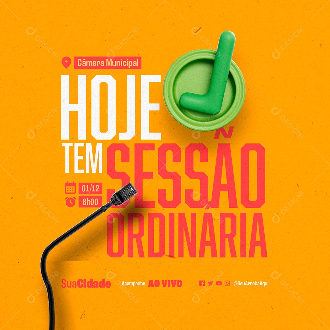 Social Media Hoje Tem Sessão Ordinária PSD Editável