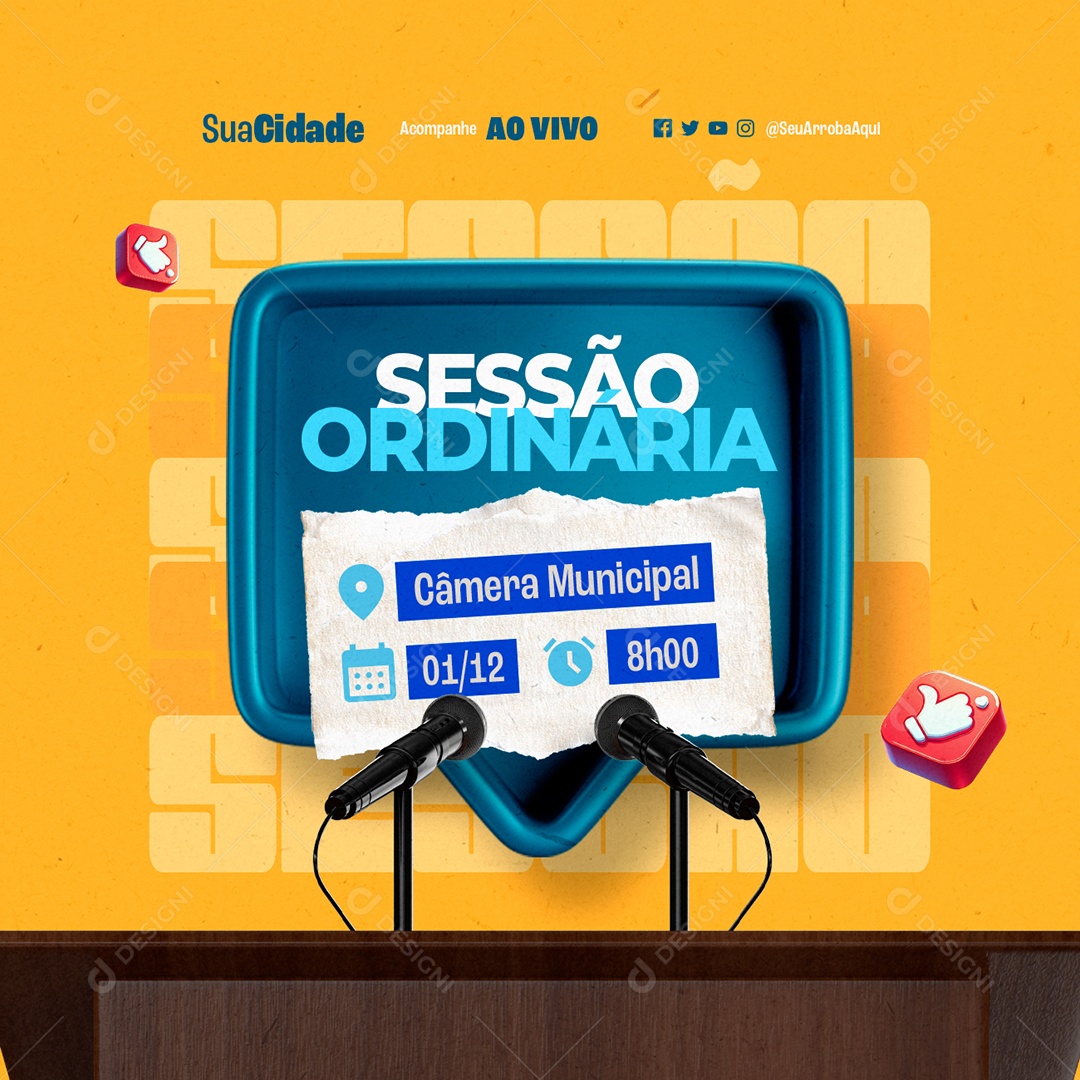 Sessão Ordinária Câmera Municipal Social Media PSD Editável