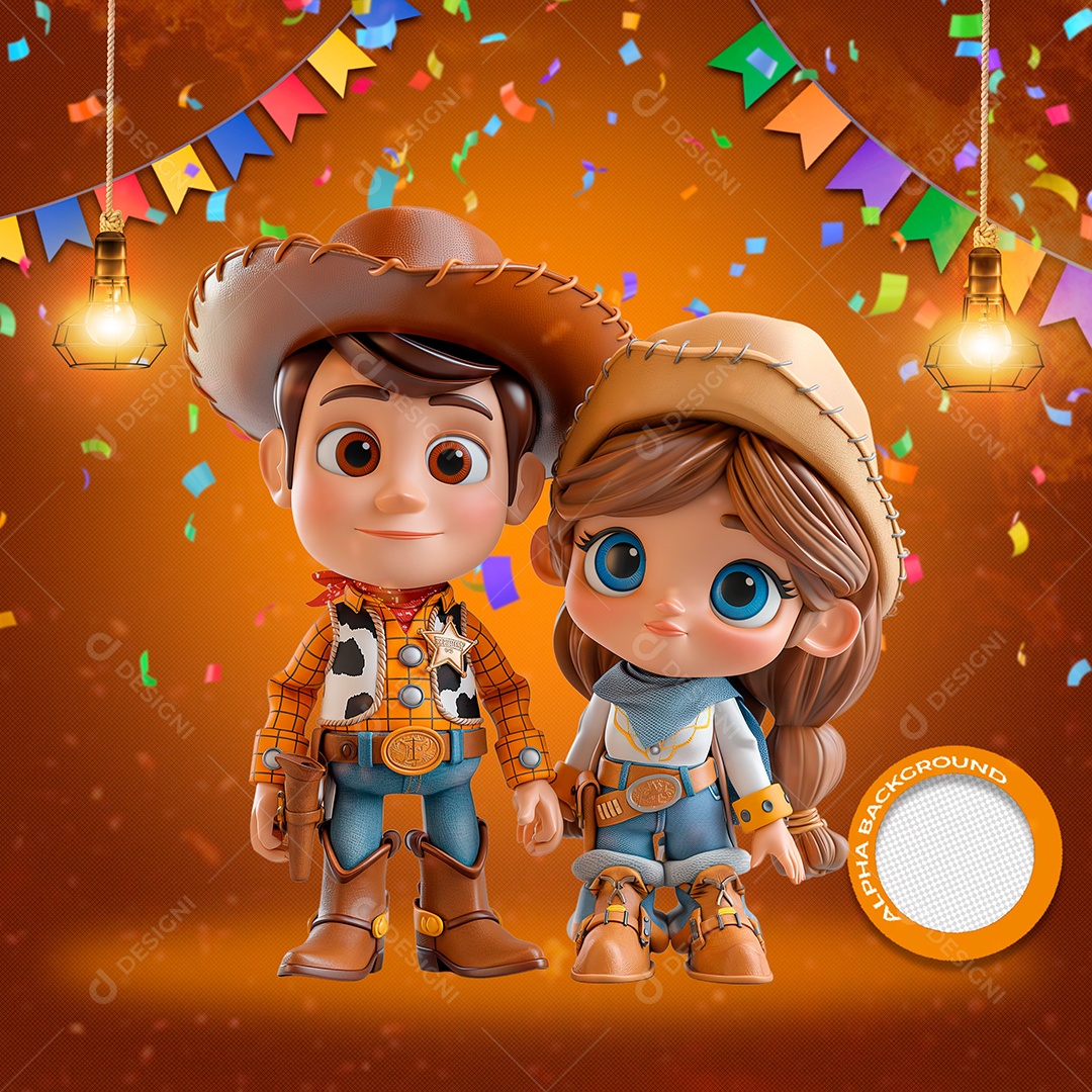 Casa de Crianças no São João Elemento 3D para Composição PSD