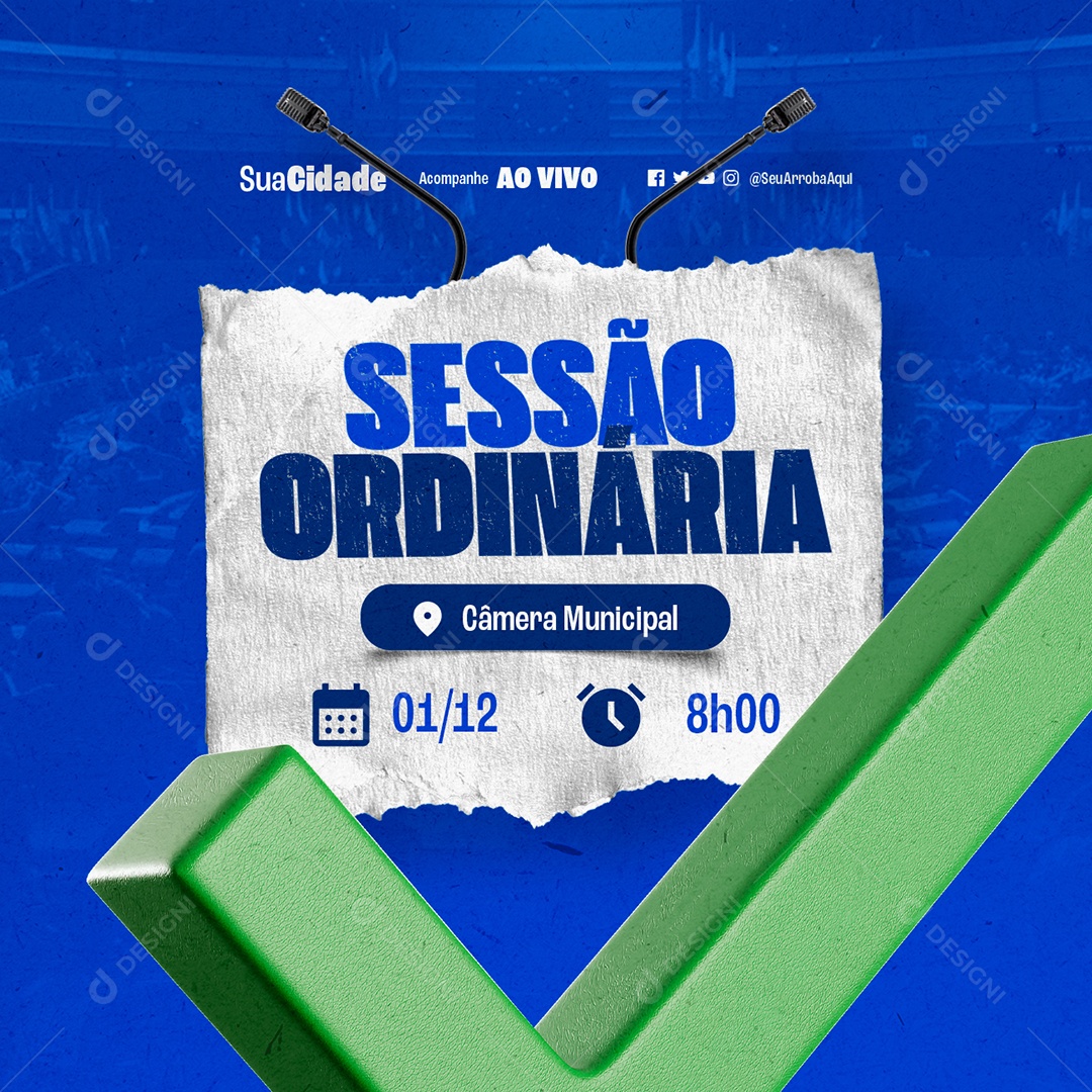 Social Media Sessão Ordinária Câmera Municipal PSD Editável