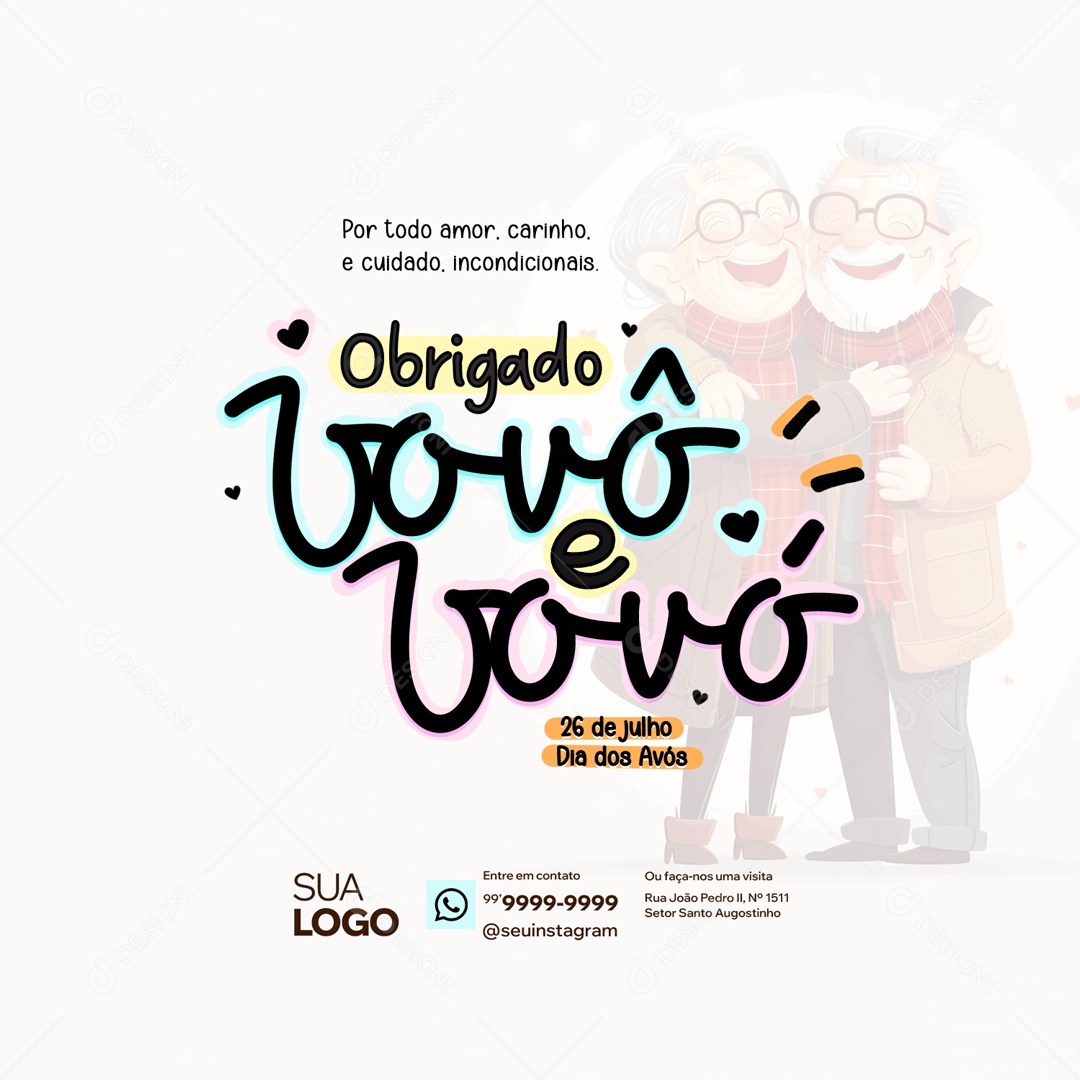 Dia dos Avós 26 de Julho Obrigado por Tudo  Social Media PSD Editável