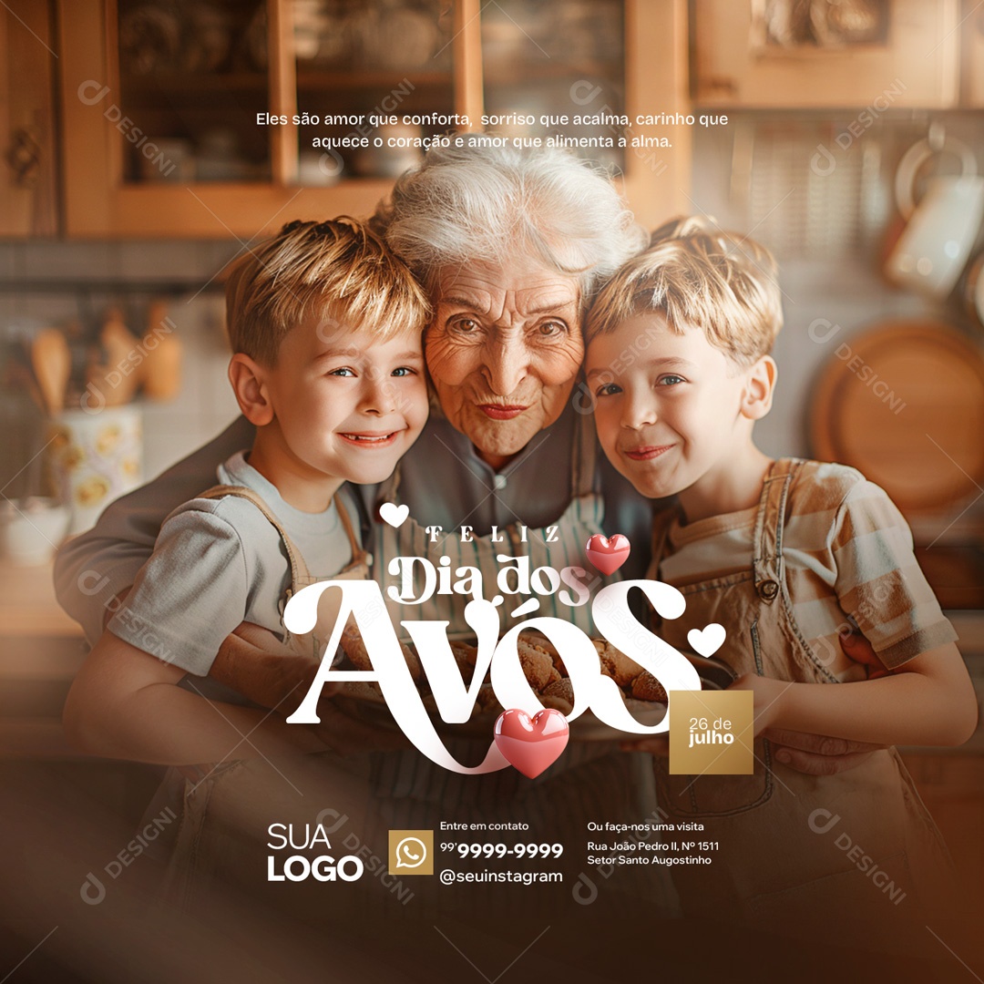 Dia dos Avós 26 de Julho eles são Amor que Conforta Social Media PSD Editável