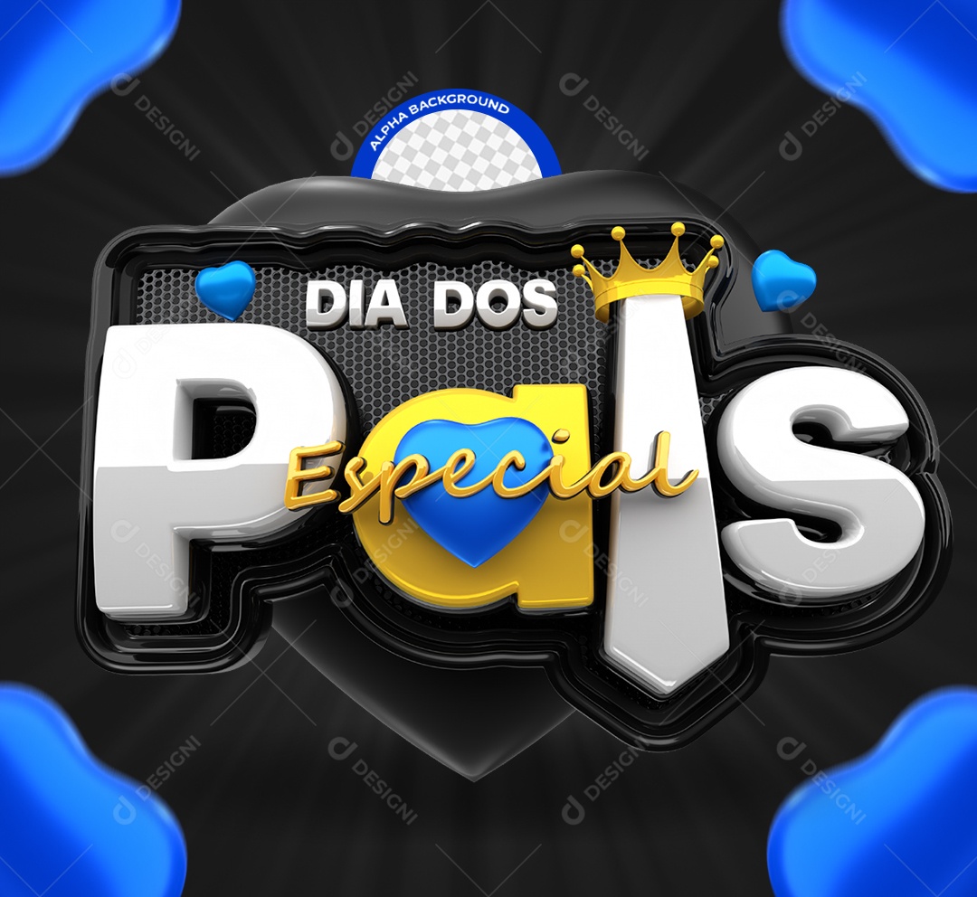 Especial Dia dos Pais Selo 3D Preto e Amarelo para Composição PSD